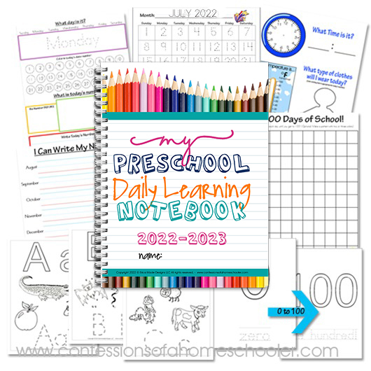 2022 2023 Preschool Daily Learning Notebook Confessions Of A Homeschooler