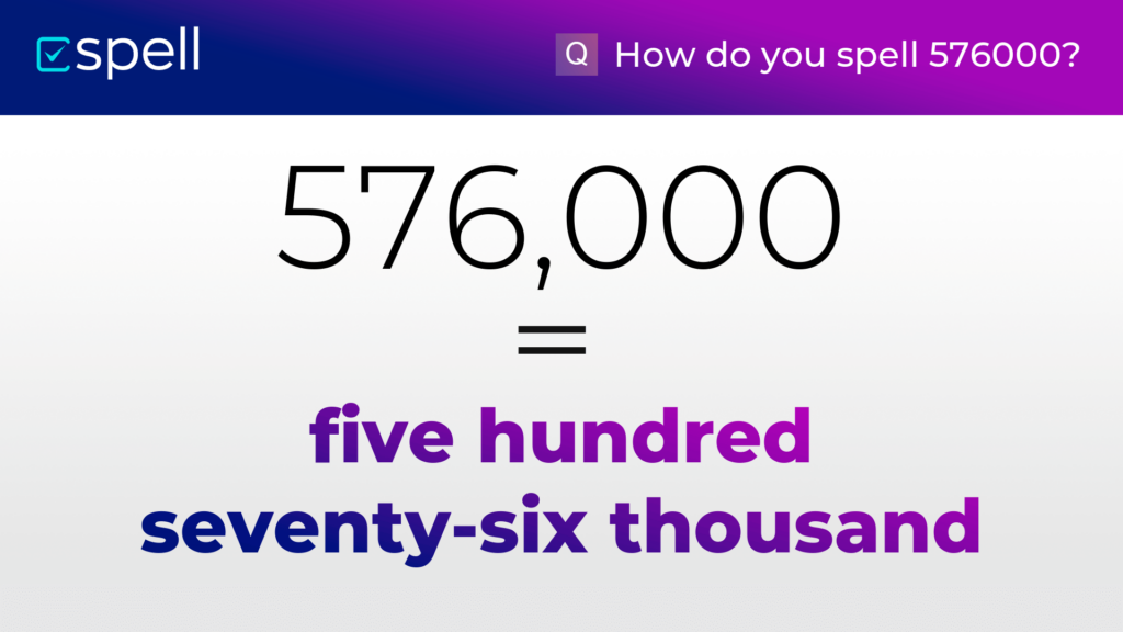 576000 In Words How To Spell The Number 576000 In English