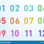 Bullet Point Colorful Cut Out Numbers 1 To 12 Vector Stock Vector