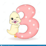 Cute Little Duck With Alphabet Number 3 Stock Vector Illustration Of