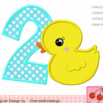 Duck Number 2 Birthday Machine Embroidery Applique Design Etsy