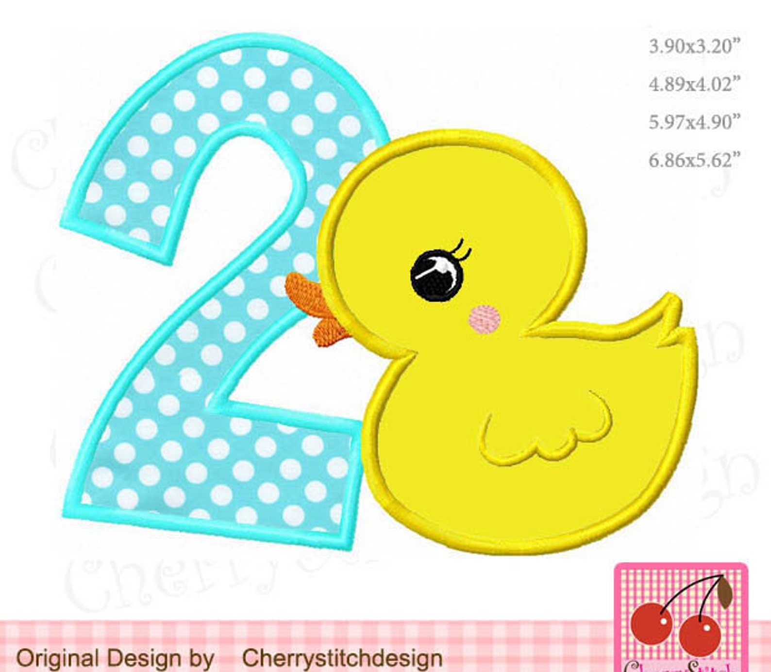 Duck Number 2 Birthday Machine Embroidery Applique Design Etsy