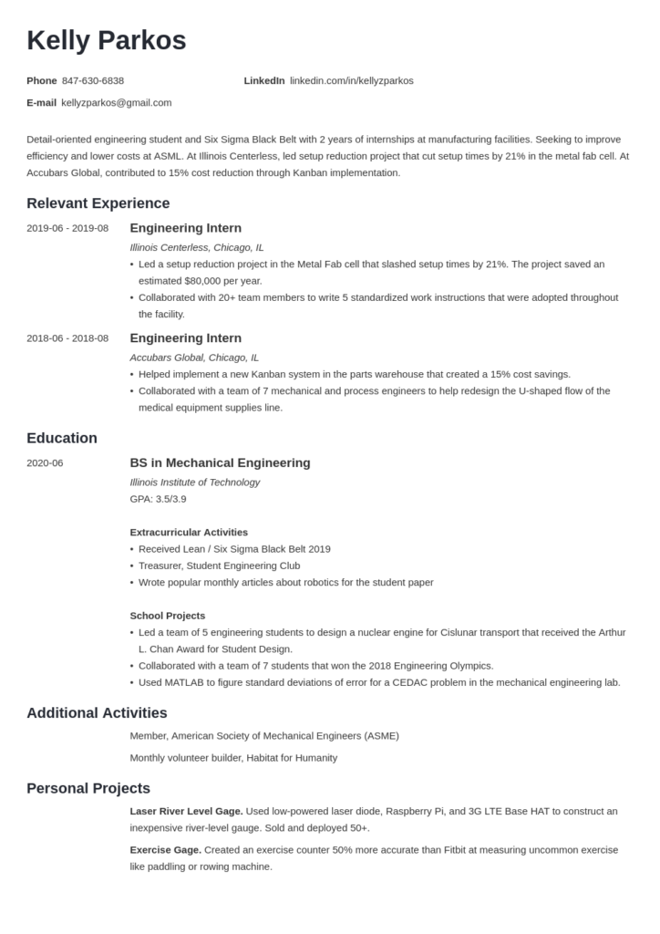 Engineering Student Resume Examples And Guide 10 Tips 