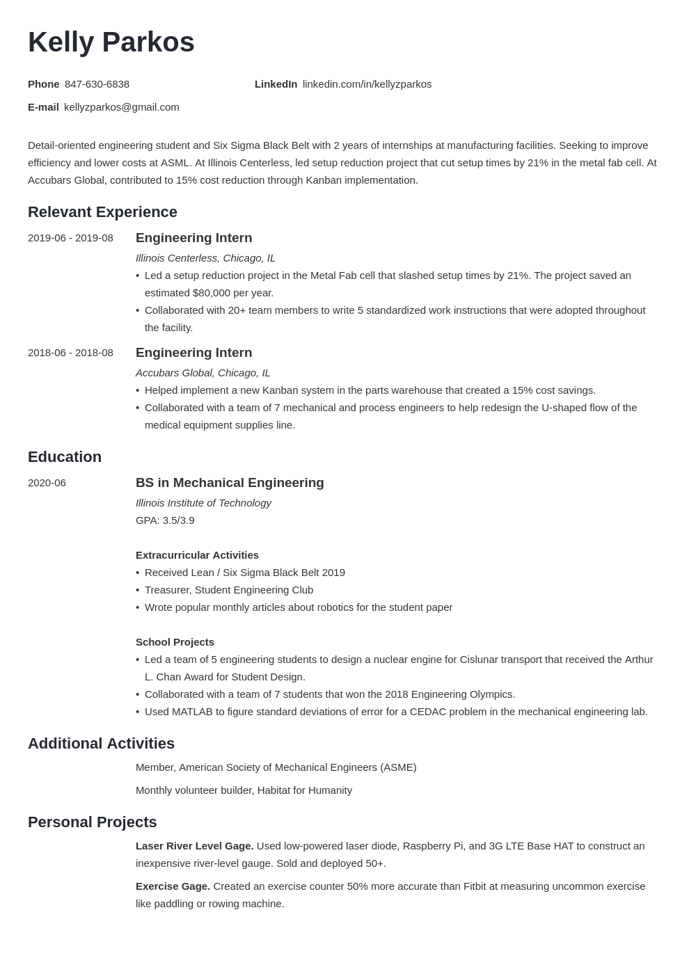 Engineering Student Resume Examples And Guide 10 Tips 