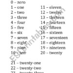 English Worksheets Numbers Spelled Out