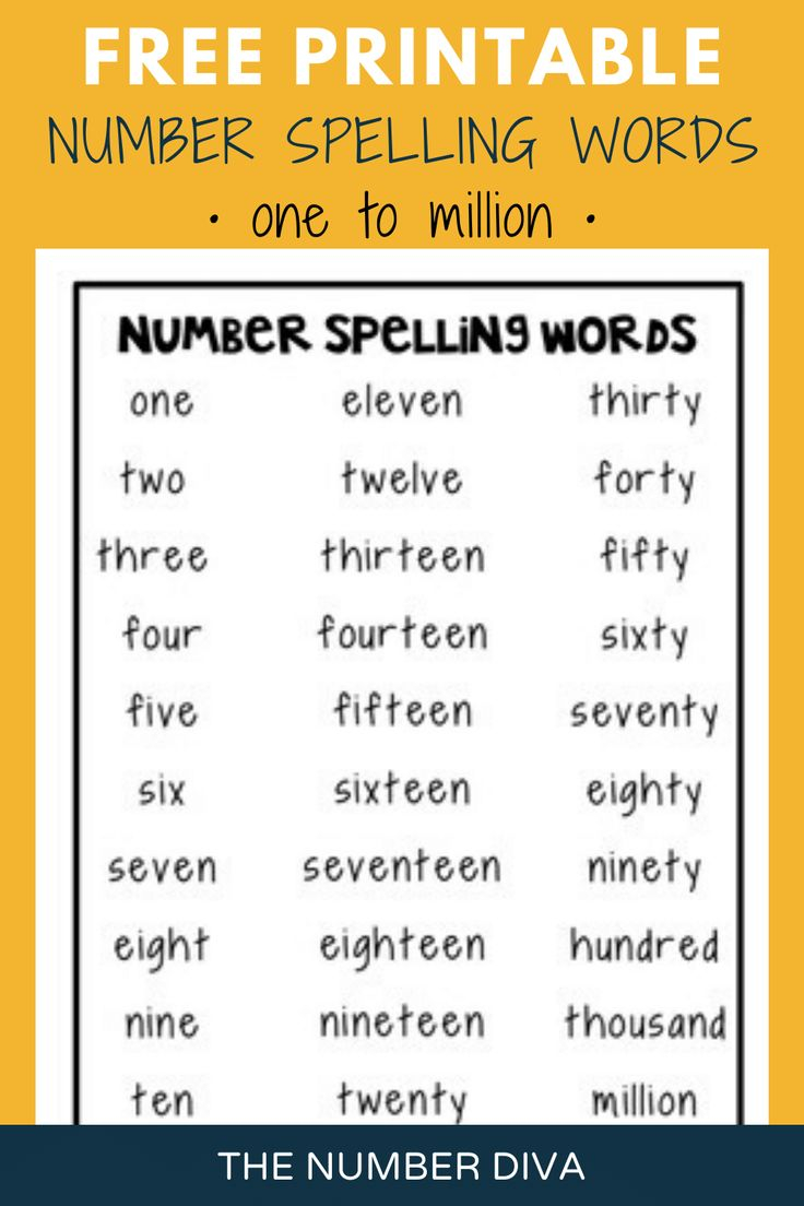 FREE Number Names Spelling List Spelling Words Number Words Spelling