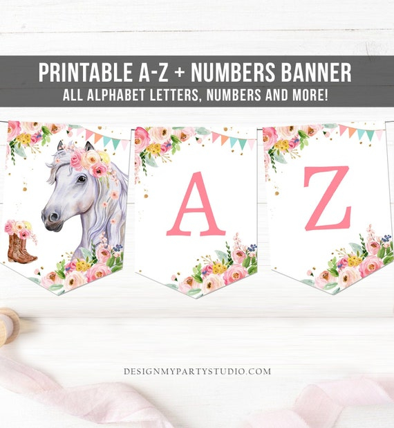 Horse Birthday Banner A Z Alphabet Numbers Banner First Happy Birthday