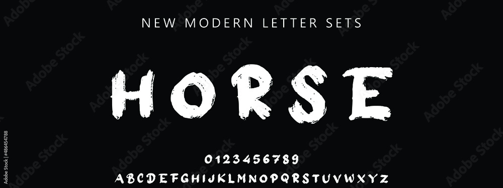 HORSE Elegant Alphabet Letters Font And Number Classic Lettering 