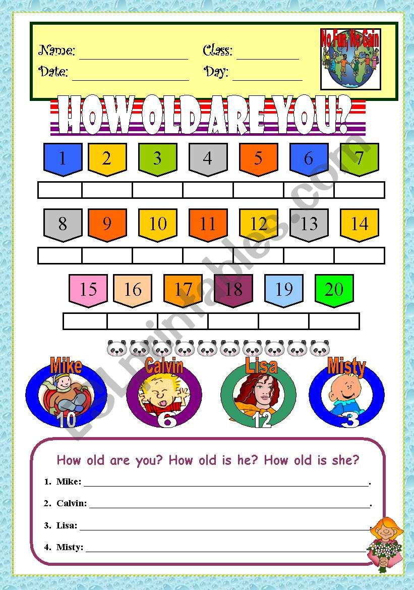 How Old Are You Numbers Age ESL Worksheet By Arielmlee