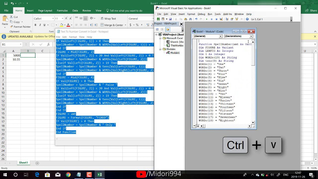 How To Convert Numbers Into Words In Excel VBA Code For Number To 