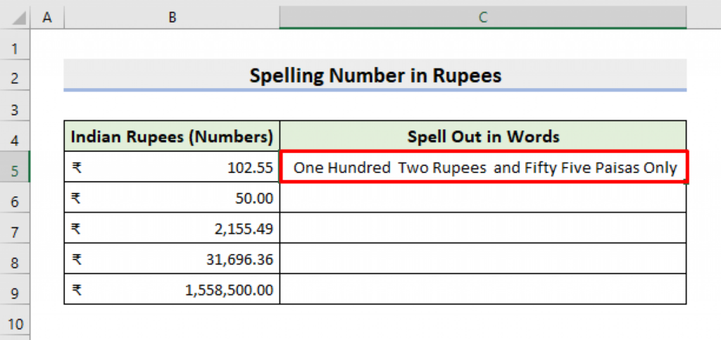 How To Spell Number In Rupees In Excel With Easy Steps 