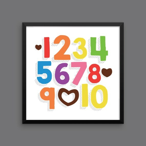 I LOVE YOU Rainbow Bold Framed Number Poster Print