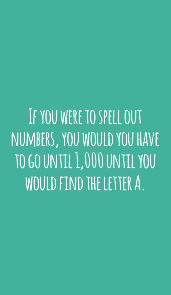 If You Were To Spell Out Numbers You Would You Have To Go Until 1 000 