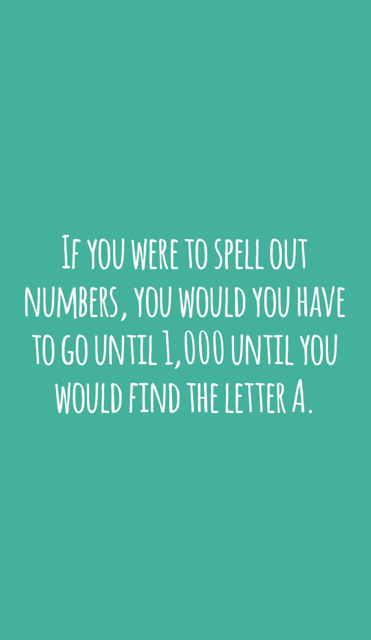 If You Were To Spell Out Numbers You Would You Have To Go Until 1 000 