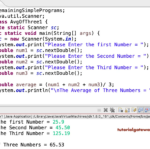 Java Program To Find The Average Of Three Numbers