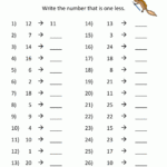 Kindergarten Math Printable Worksheets One Less