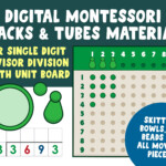 Montessori Digital Division Lesson Racks And Tubes Single Digit Board