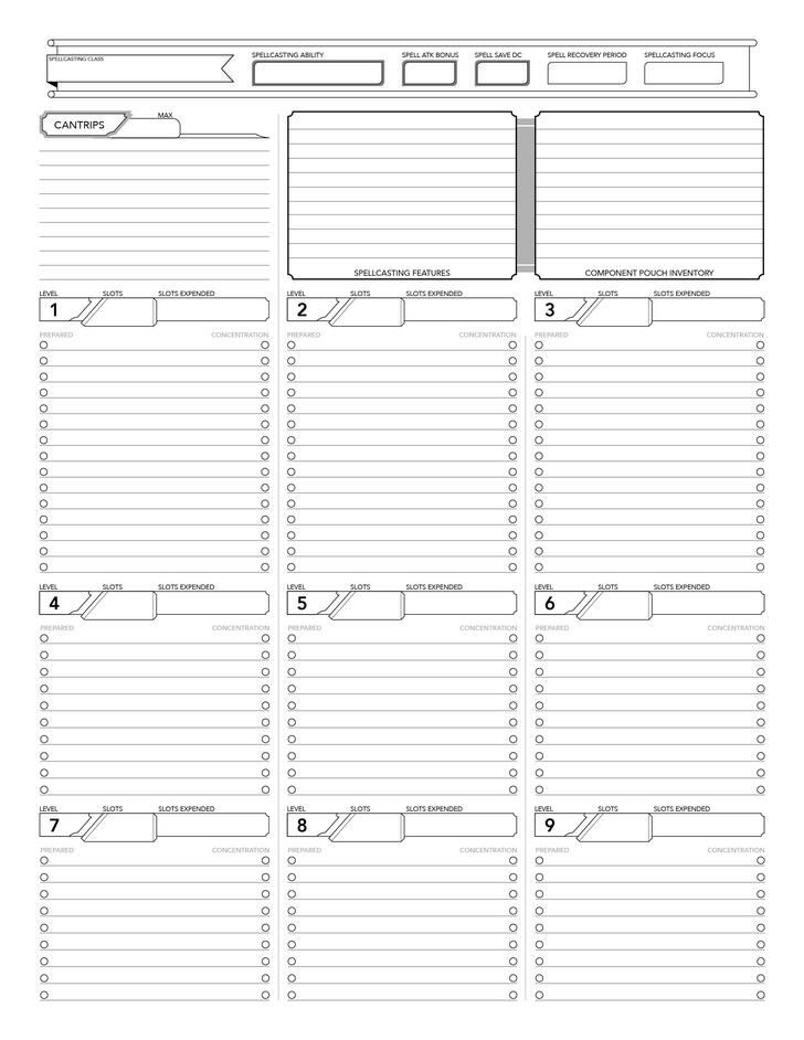 Mullet Wesker s D D 5E Spell Sheet In 2019 Dnd Character Sheet Rpg