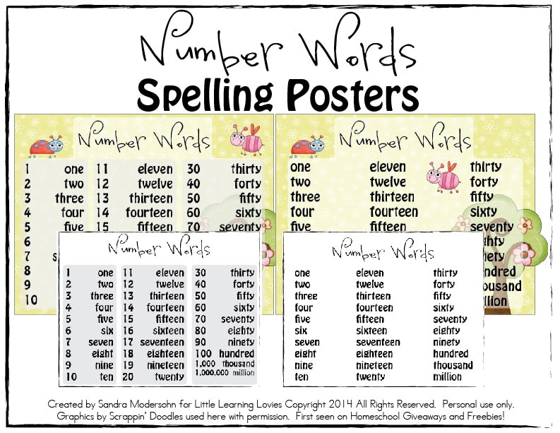 Number Word Spelling Posters FREE Homeschool Giveaways