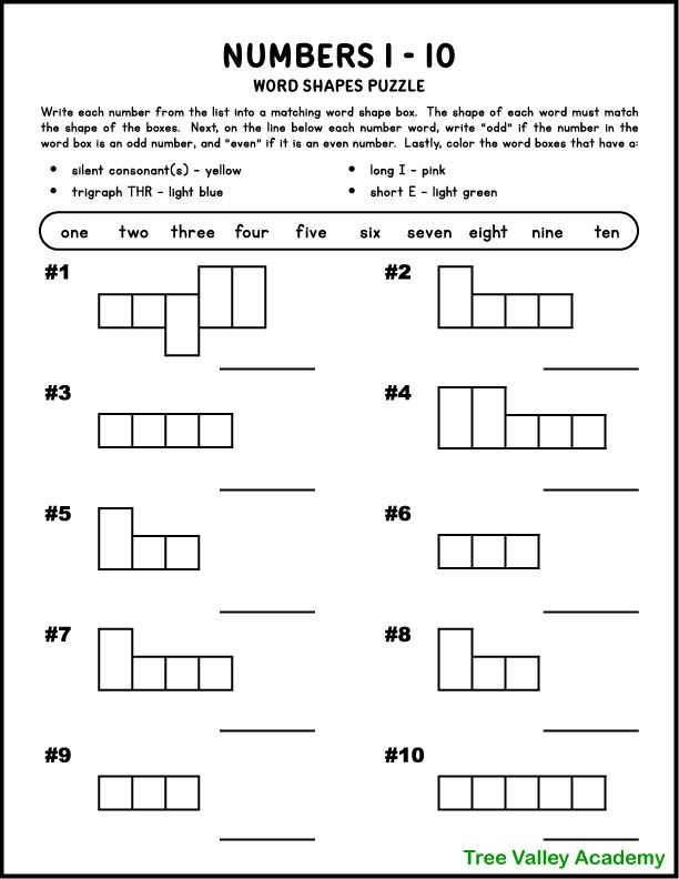 Number Words 1 10 Spelling Worksheets For Kids Number Words Spelling 