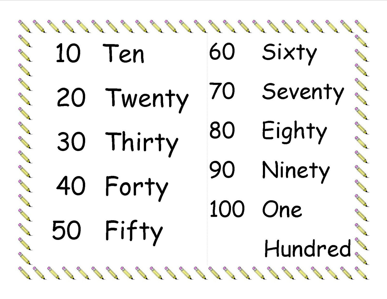 Number Words Chart 1st Grade Buzy Bees Azzz s Bzzz s Czzz s