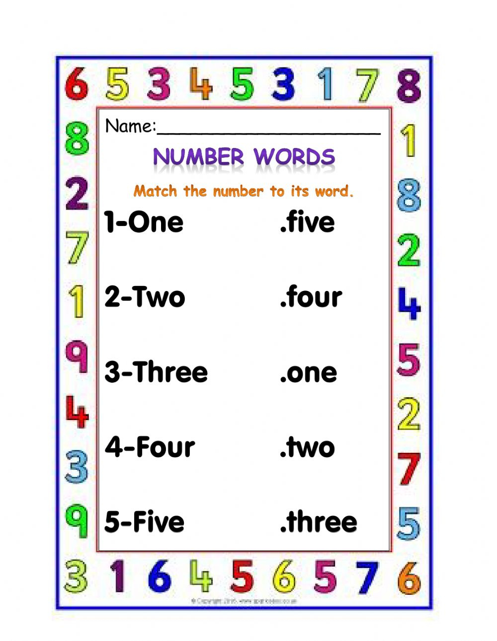 Number Words Online Activity