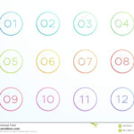 Numbered Outlined Bullet Points 1 To 12 Vector Stock Vector