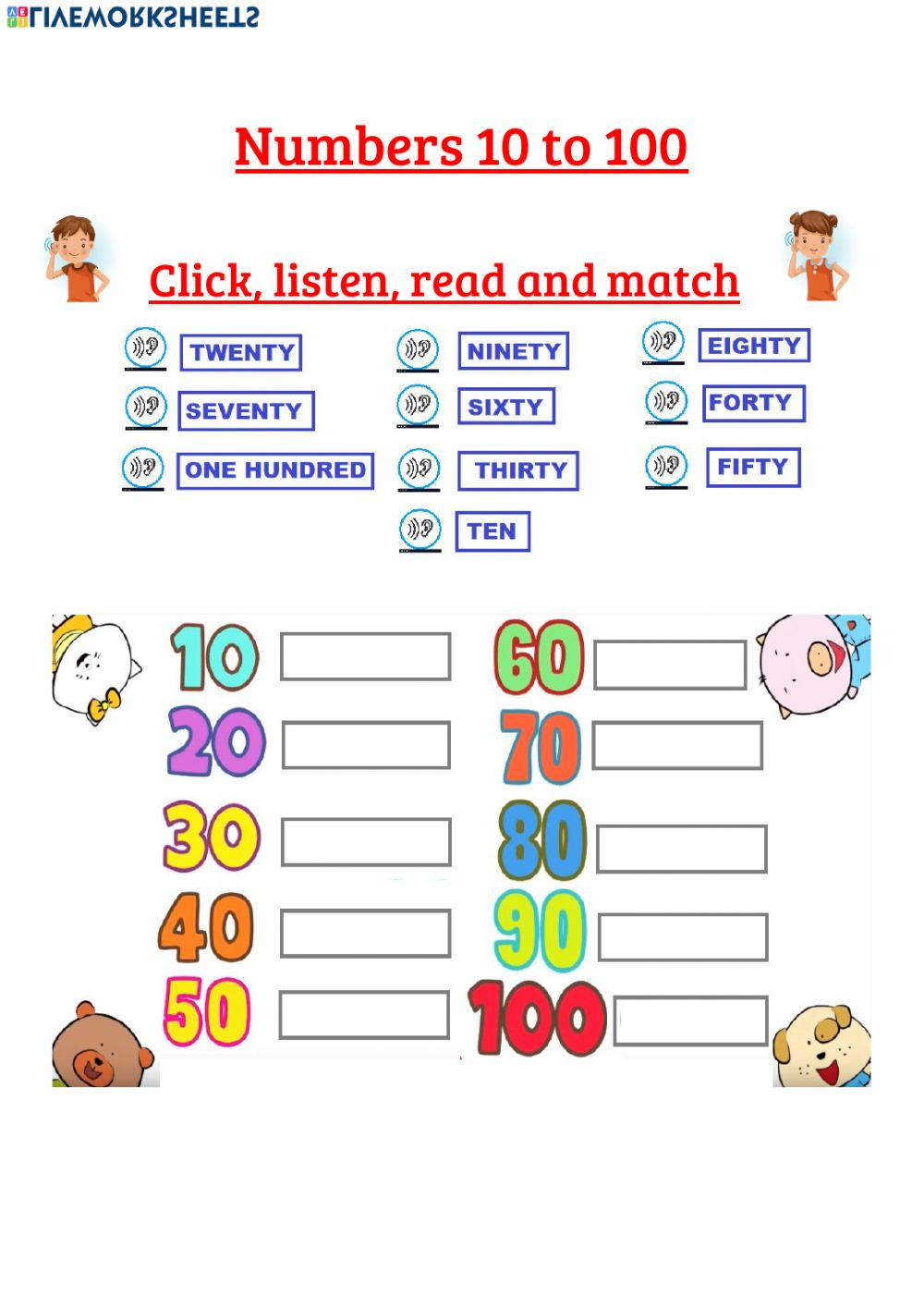 Numbers 10 To 100 Worksheet