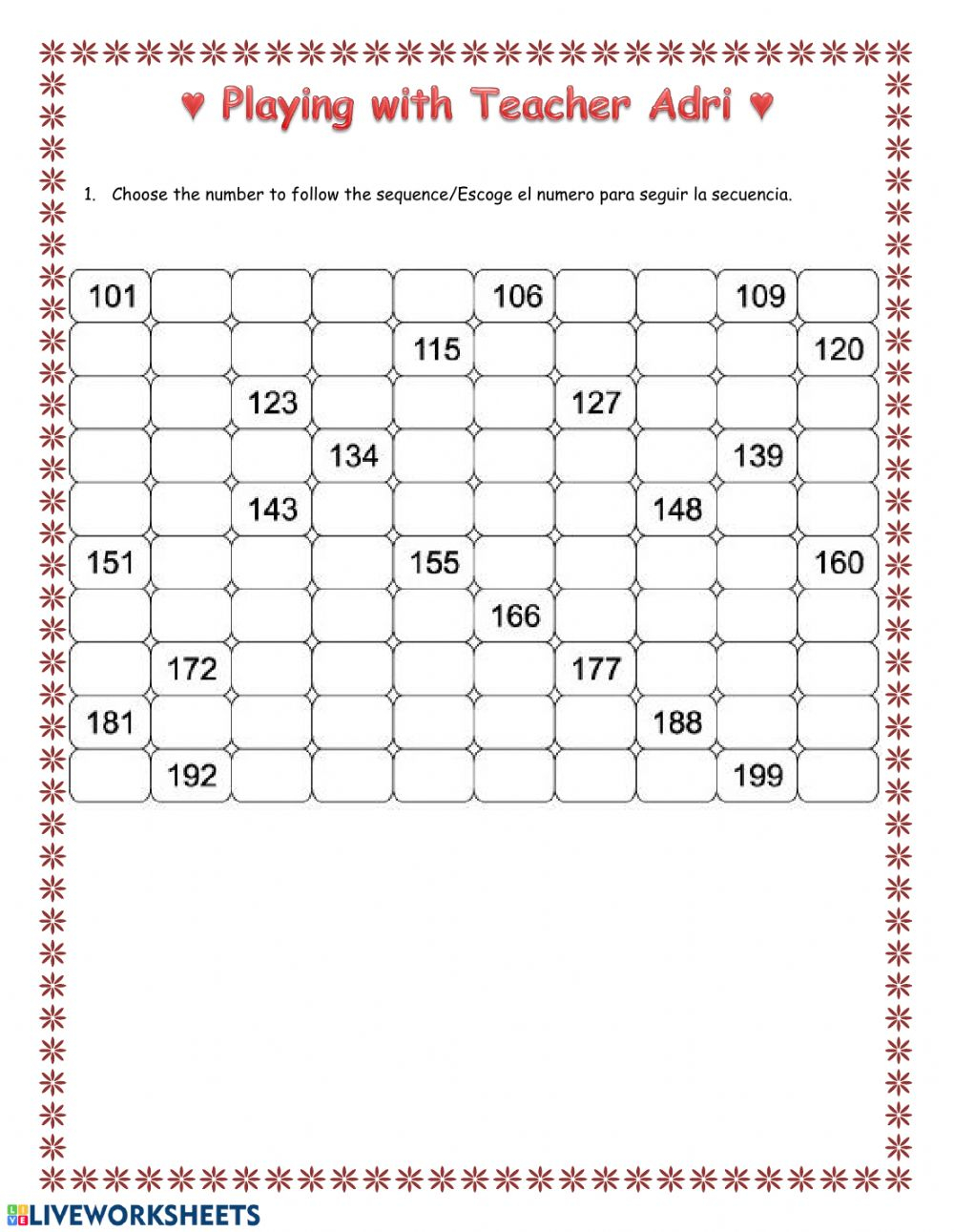 Numbers 100 To 200 Worksheet