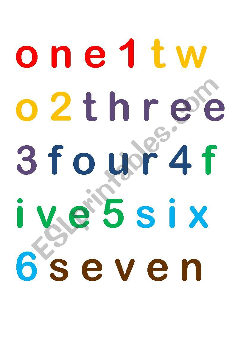 Numbers One To Twenty Spelling Cut Outs color And B w ESL Worksheet 