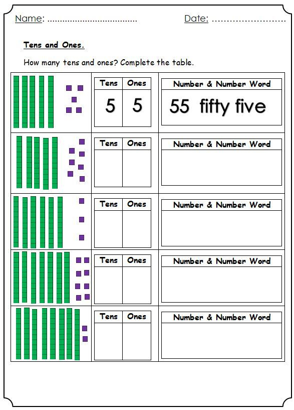 Place Value And Number Word Activity Worksheets Number Words Place 