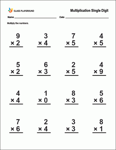 Print A Multiplication Single Digit Worksheet Multiplication