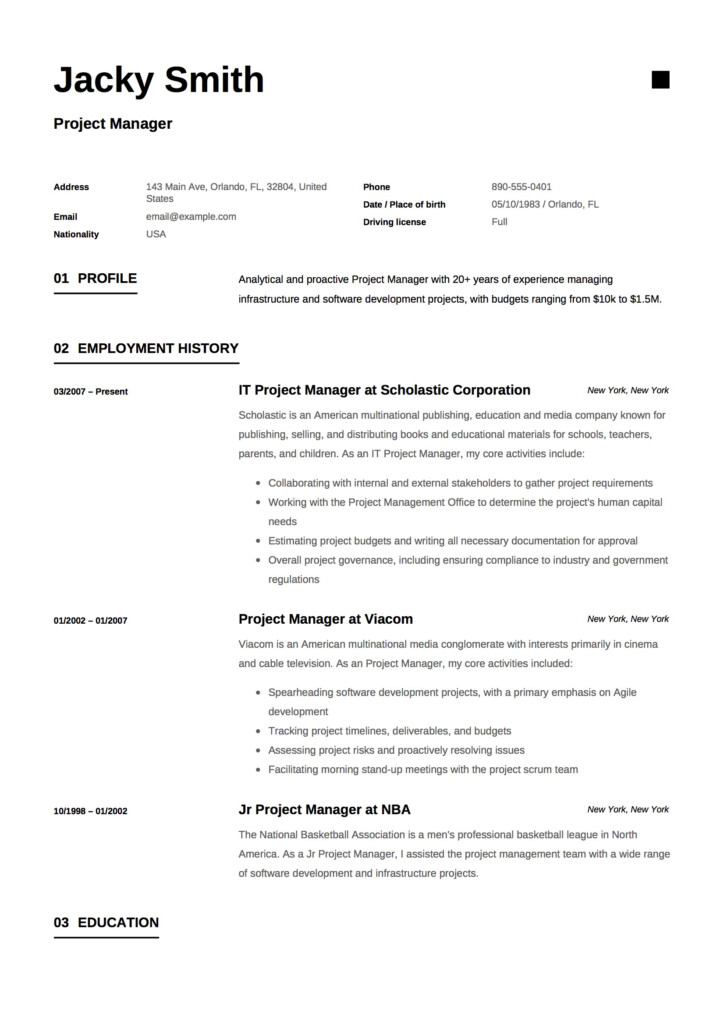 Project Manager Resume Full Guide 12 Examples Word PDF 2019