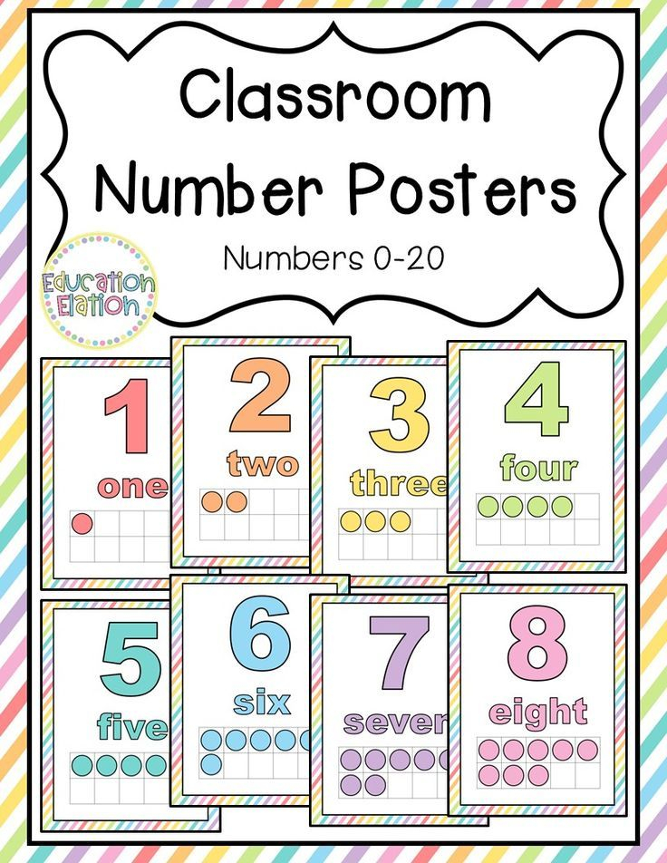 Rainbow Classroom Number Posters 0 20 Number Poster Preschool Number 