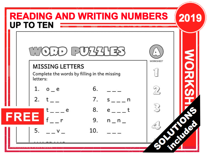 Reading And Writing Numbers Up To Ten Worksheets With Solutions 