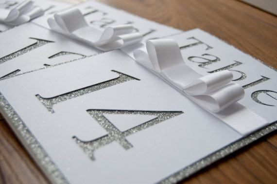 Silver Glitter Cut Out Table Number Etsy