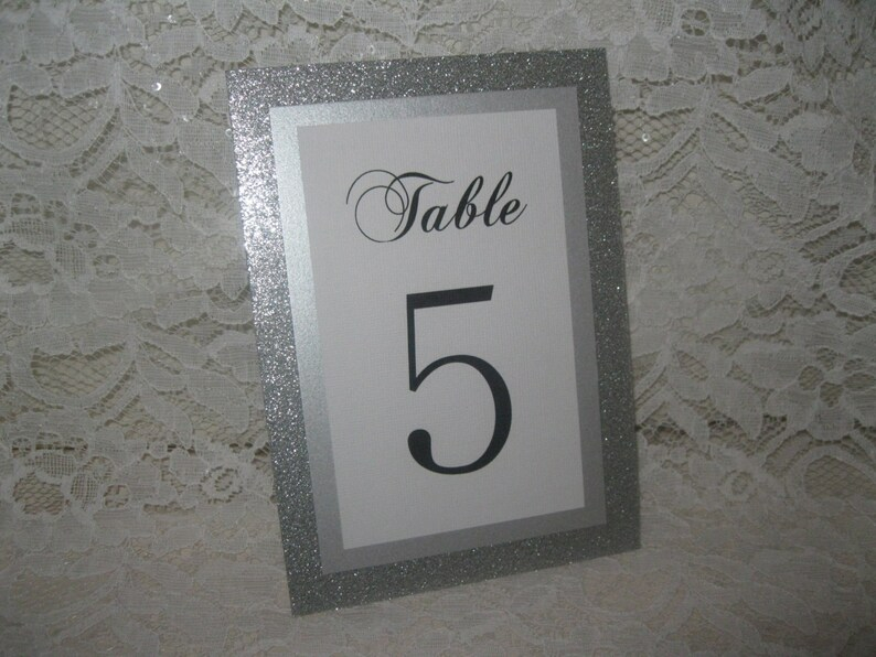 Silver Glitter Silver Shimmer Wedding Table Numbers Set Of 8 Etsy