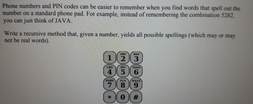 Solved Phone Numbers And PIN Codes Can Be Easier To Remember Chegg