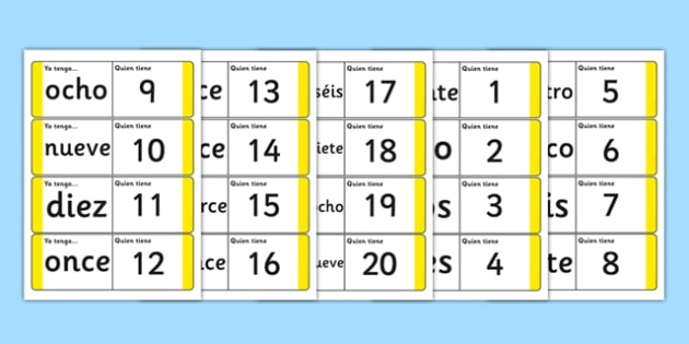 Spanish Numbers 1 20 Loop Cards Teacher Made 