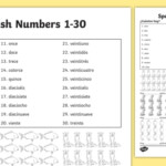 Spanish Numbers 1 30 How Many Worksheet Worksheets Spain