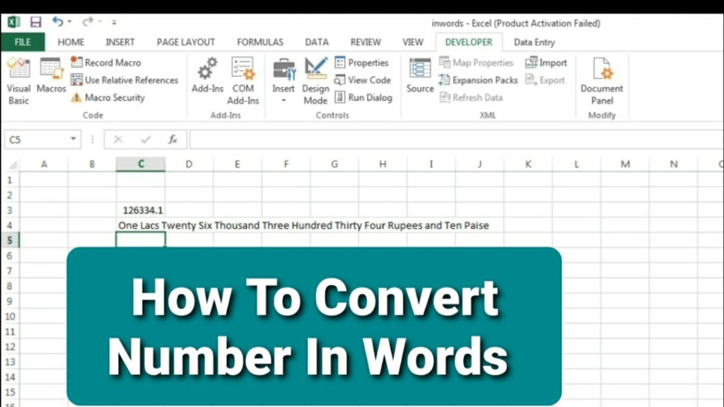 Spell Number In Excel Convert Number In Wording How To Convert Number 