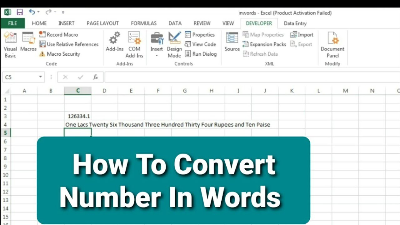 Spell Number In Excel Convert Number In Wording How To Convert Number 