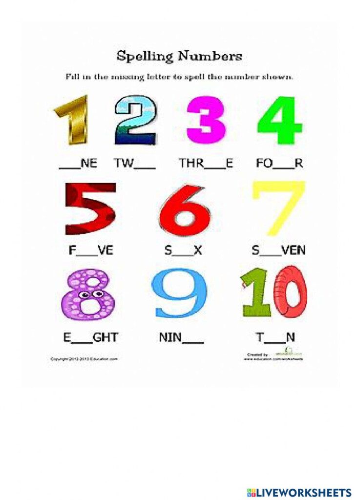 Spelling Number 1 10 Worksheet