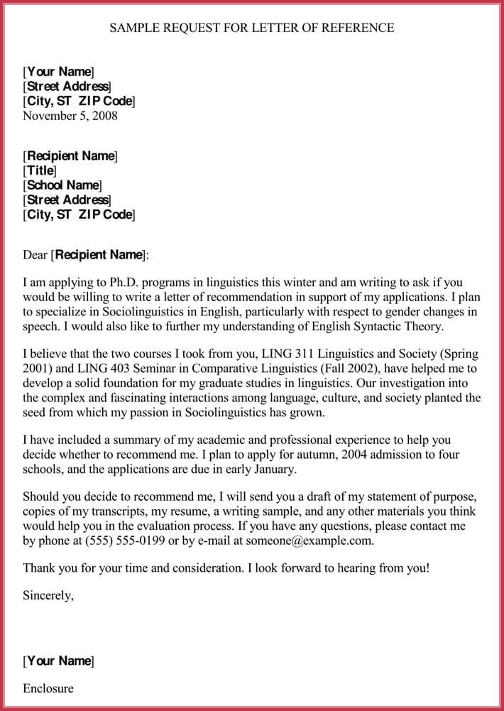 Standard Formal Reference Letter Format with 8 Best Examples 