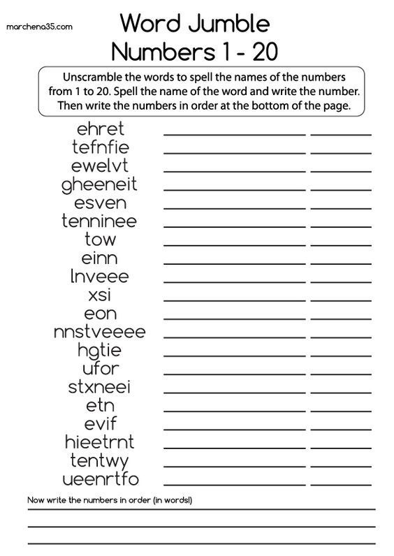 Spelling Numbers Worksheets 1 20 Ingl s Para Secundaria Taller De 